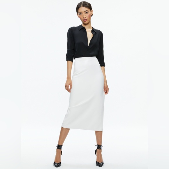 Alice + Olivia MAEVE VEGAN MIDI SKIRT - Picture 3 of 12